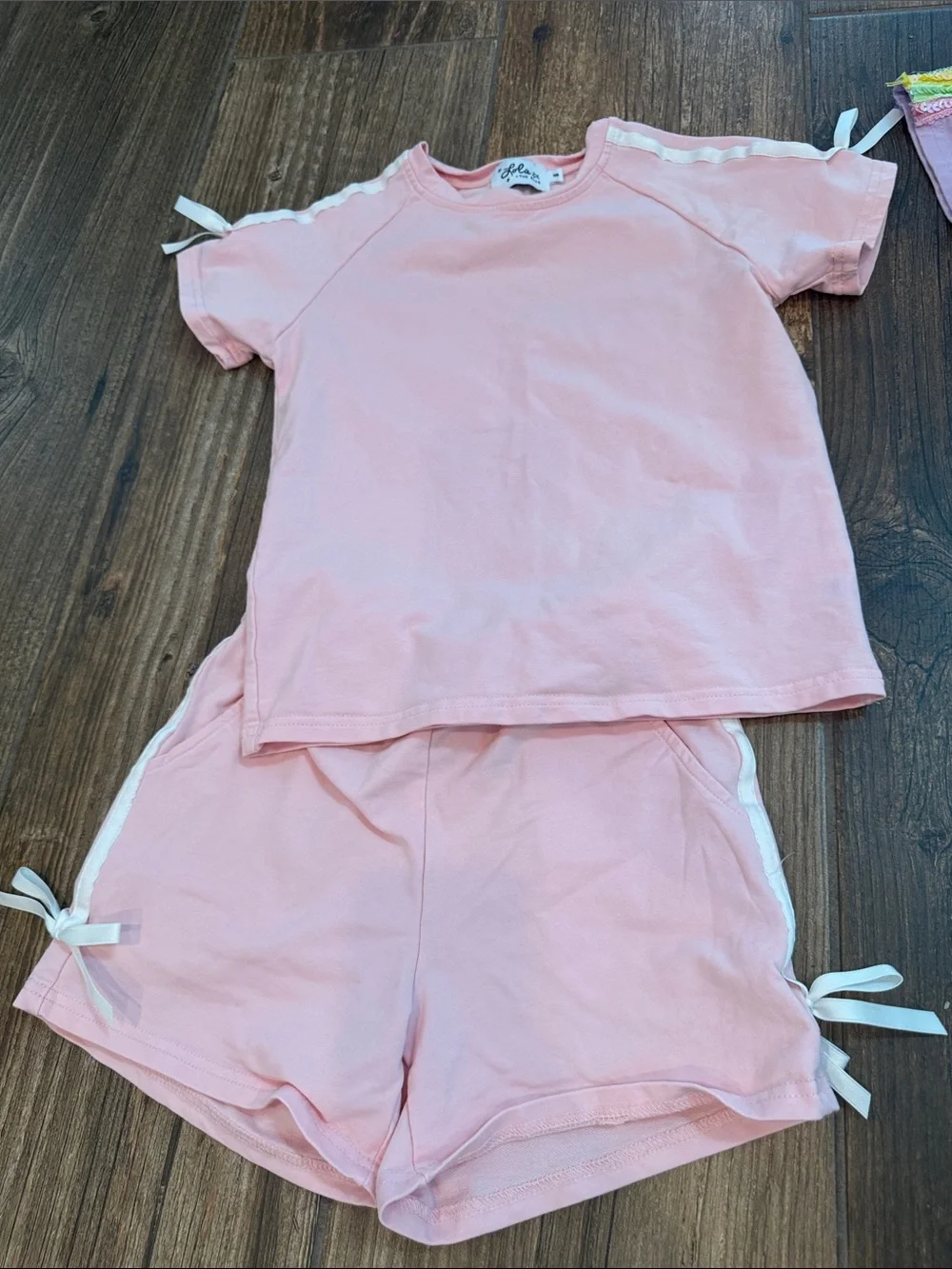 Lola + The Boys Pink Short Sleeve Pajama Top & Shorts Set